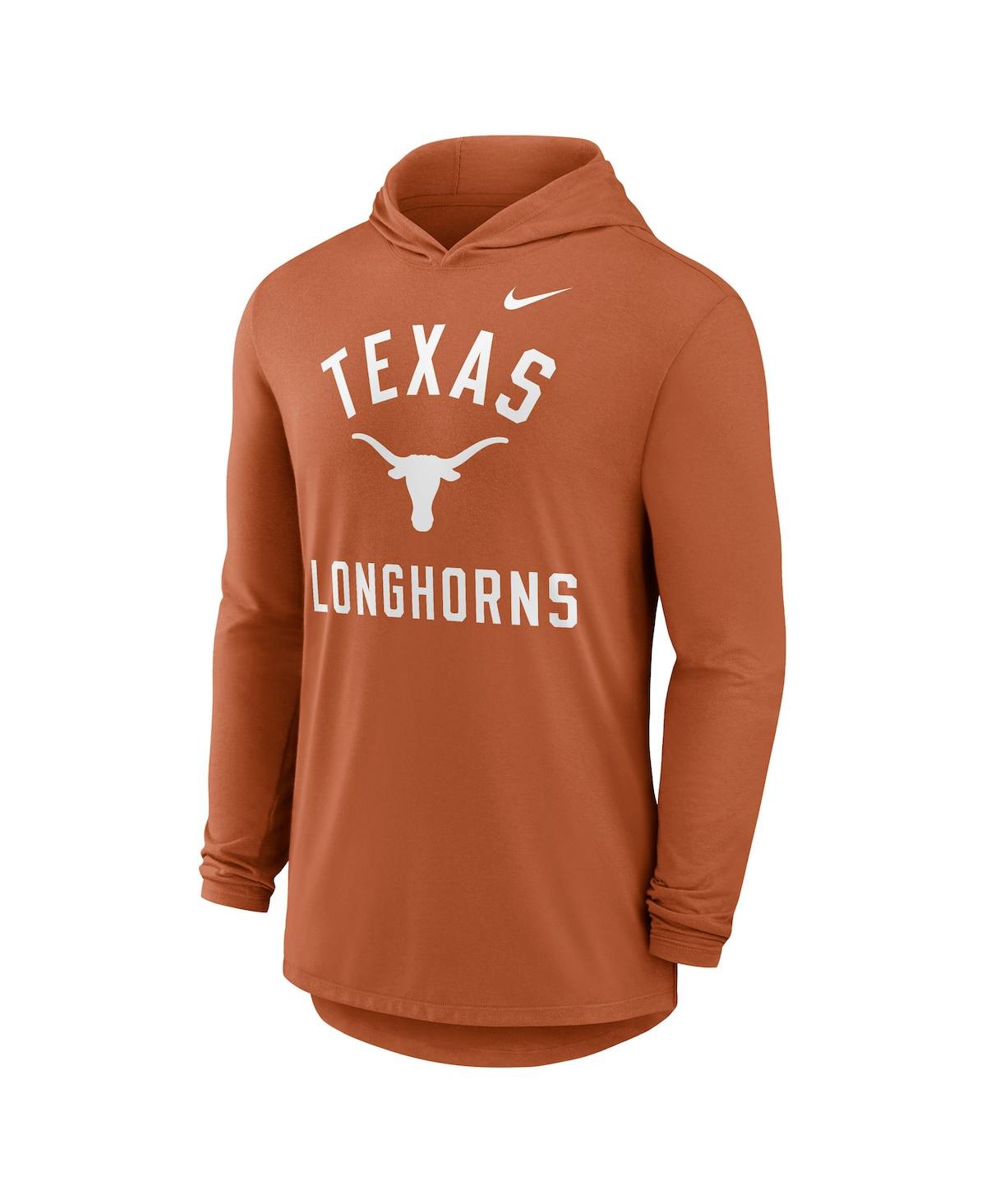 Nike Burnt Orange Texas Longhorns Classic Arch Tri-blend Long Sleeve Hoodie T-shirt In Orange