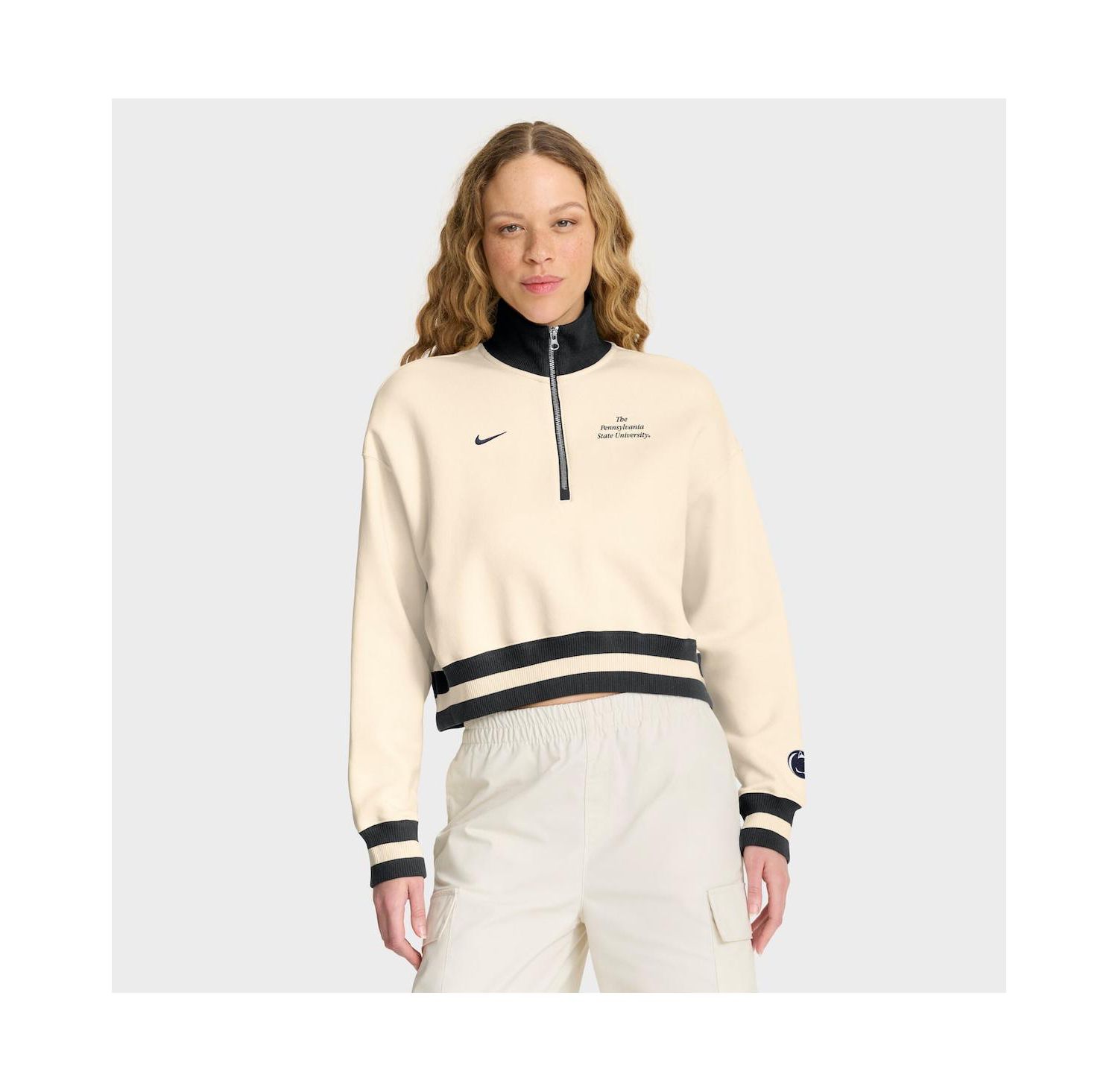Women's Cream/Navy Penn State Nittany Lions Legacy Half-Zip Sweatshirt