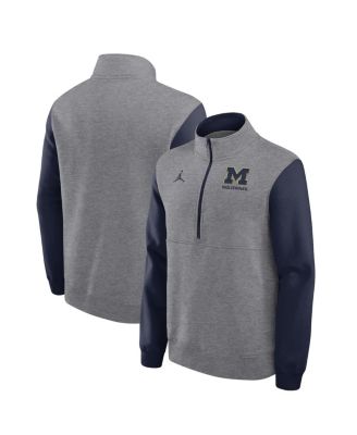 Jordan - Men's Heather Gray Michigan Wolverines Club Fleece Half-Zip Pullover