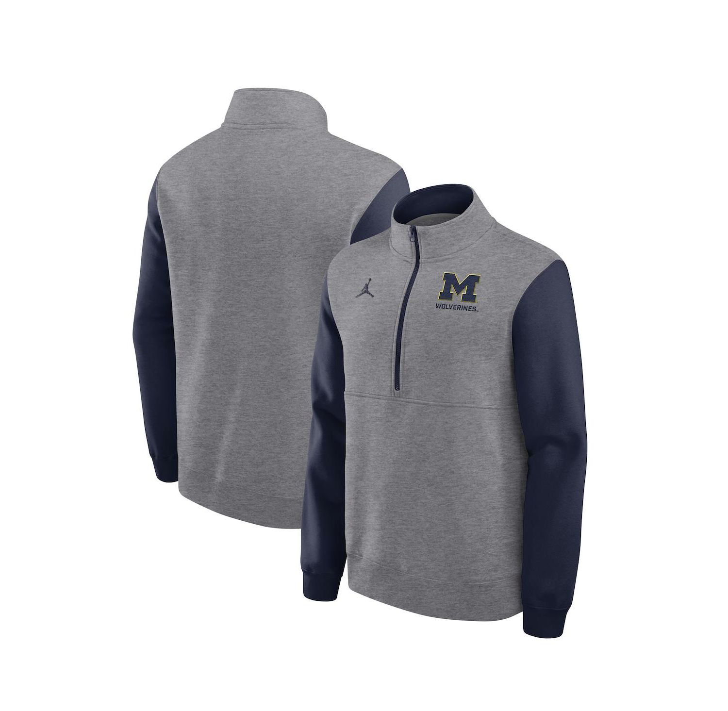Men's Heather Gray Michigan Wolverines Club Fleece Half-Zip Pullover Sweatshirt