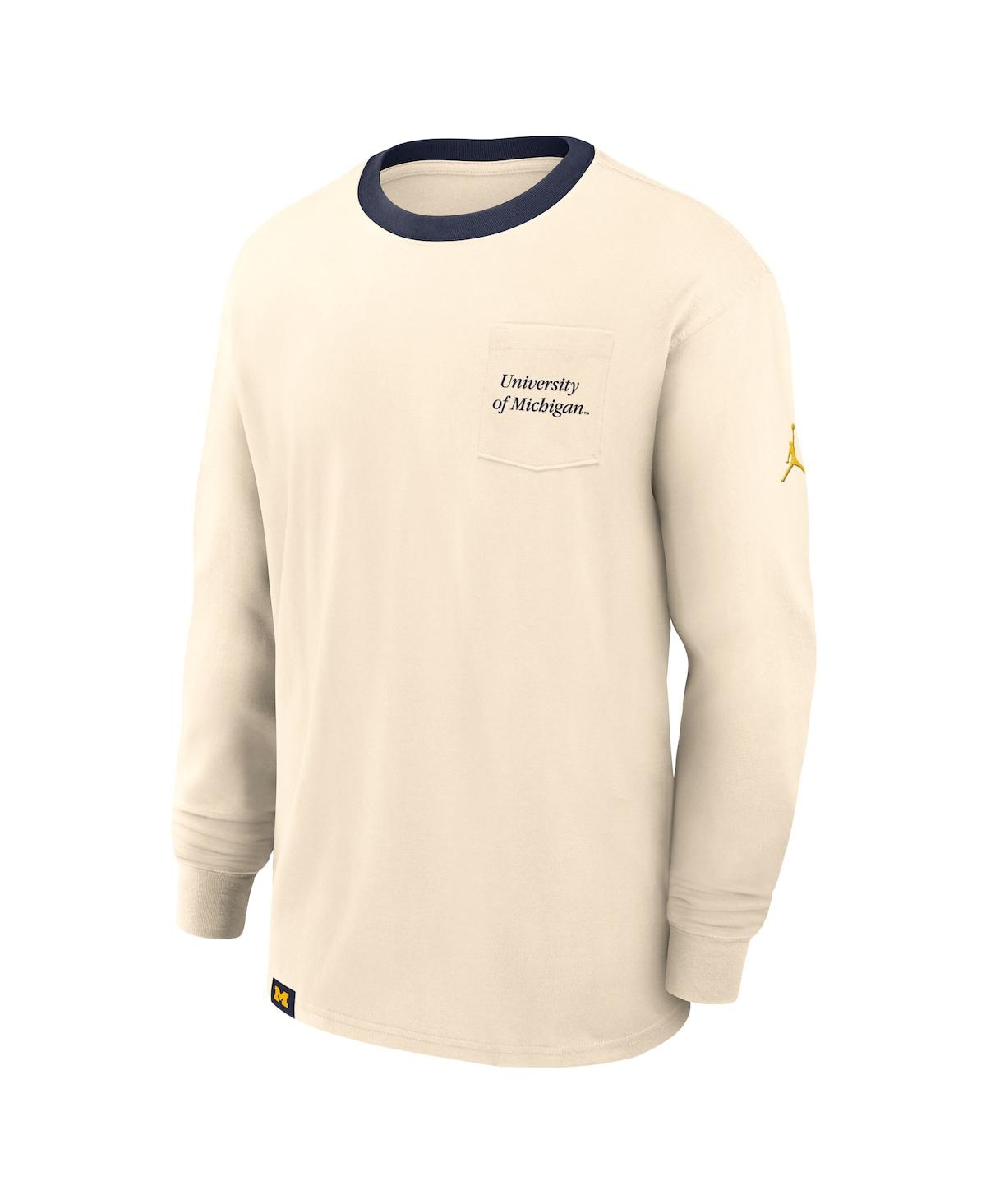 Jordan Men's Michigan Athletic Prep Max90 Pocket Logo  Brand College Long-sleeve T-shirt In Neutral