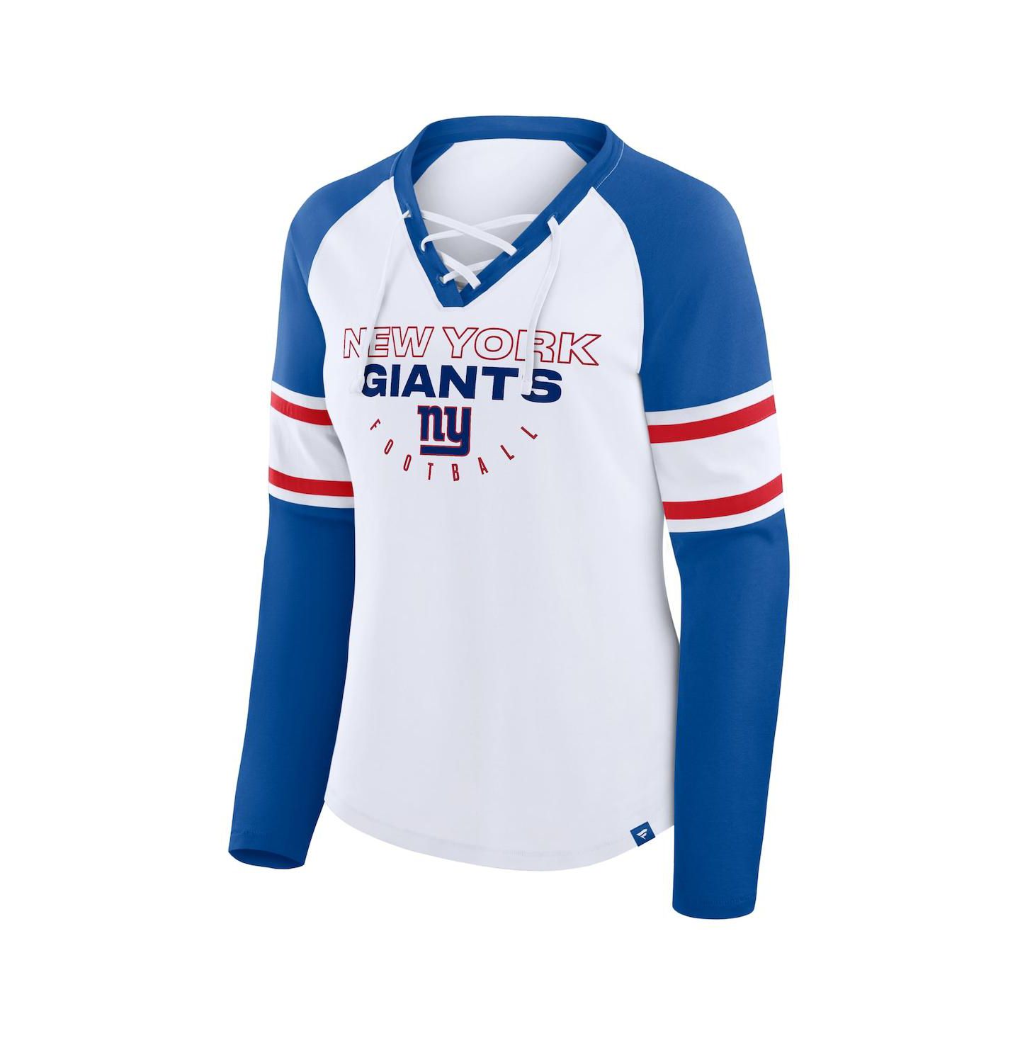 Женская футболка Fanatics White/Royal New York Giants Redzone Blitz Package Raglan Lace-Up V-Neck Long Sleeve — фото 2