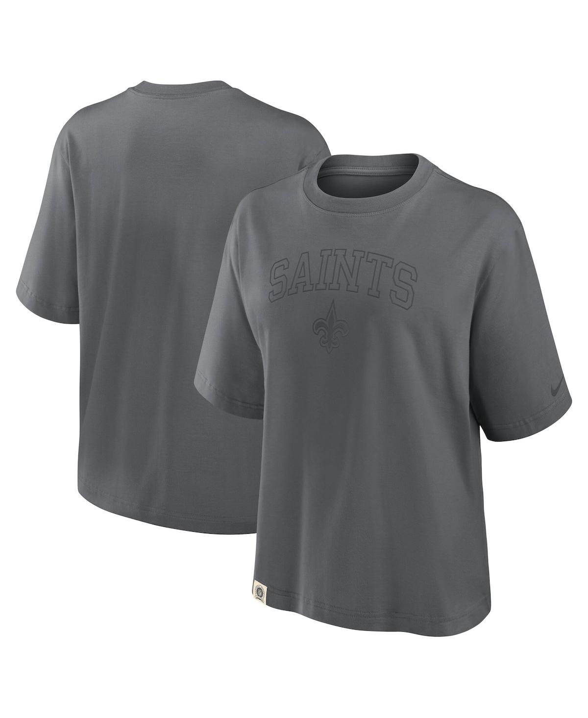 Nike Charcoal New Orleans Saints Glory Arch Boxy T-shirt In Gray