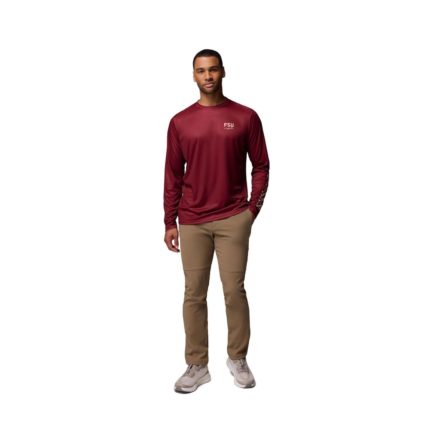 Мужская футболка Columbia Garnet Florida State Seminoles PHG Terminal Shot 3-Hit Long Sleeve — фото 4