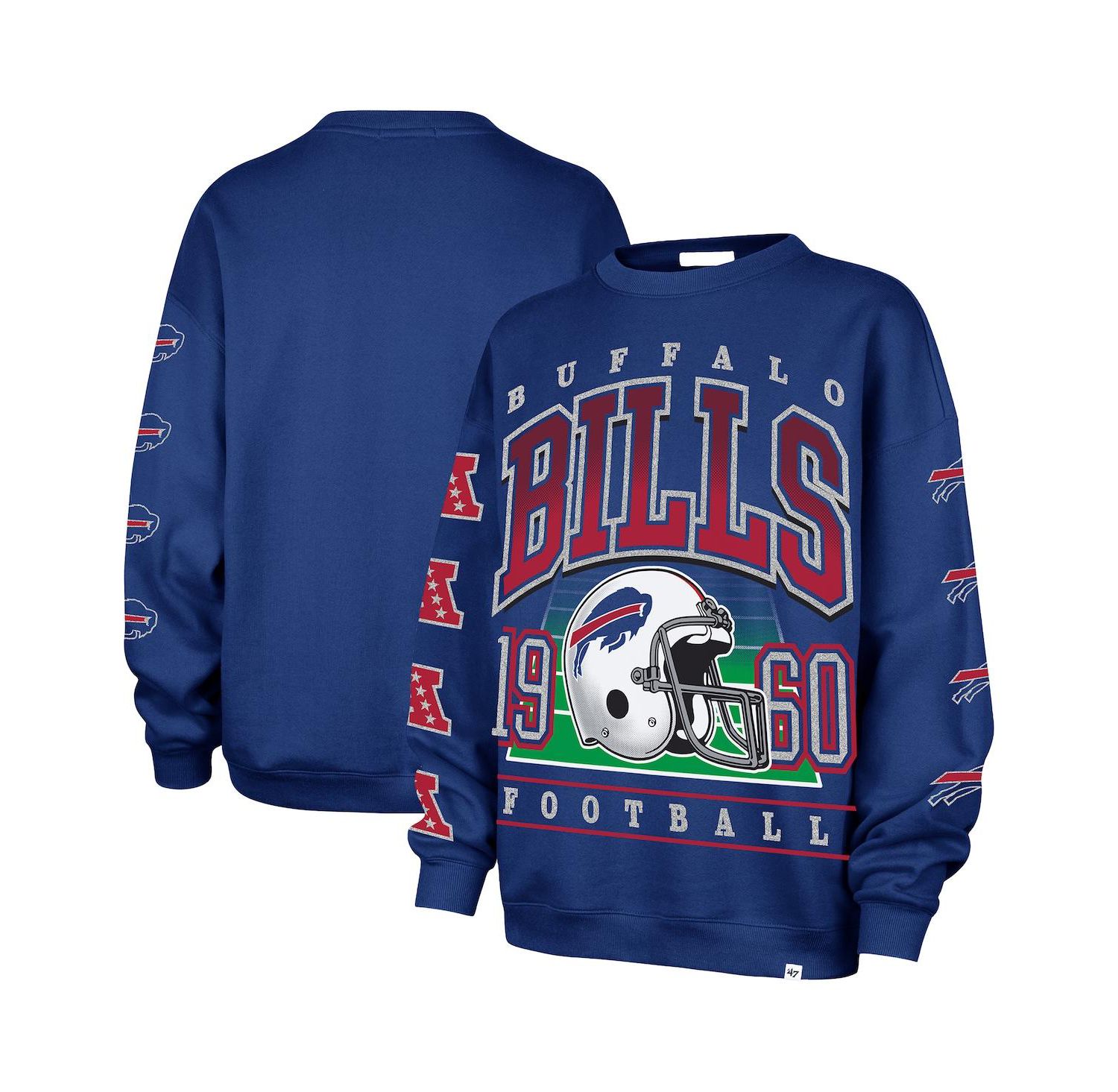 Women's Royal Buffalo Bills Go Big Oversized Pullover Sweatshirt
