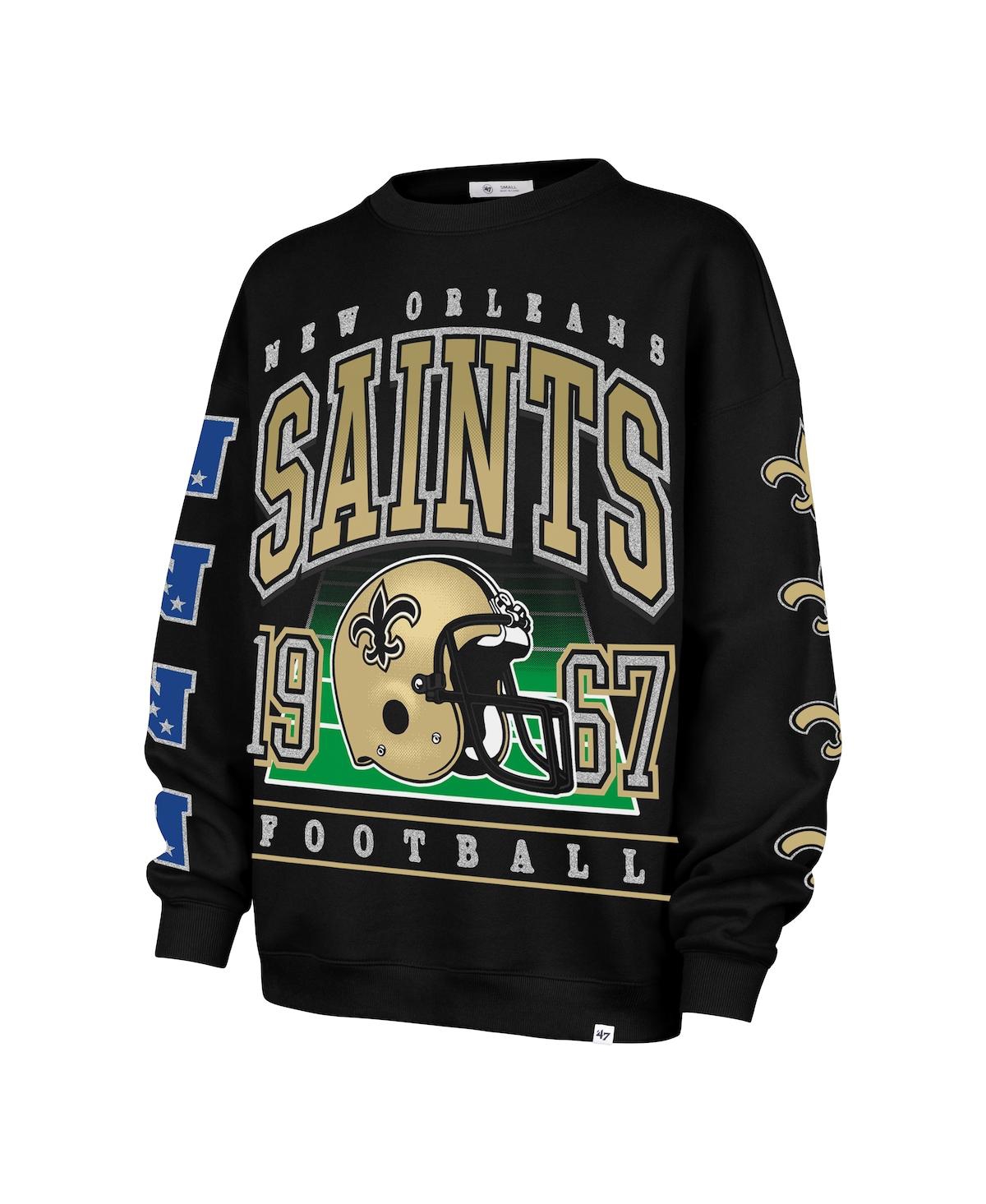 '47 Brand Women's Black New Orleans Saints Go Big Oversized Pullover Sweatshirt