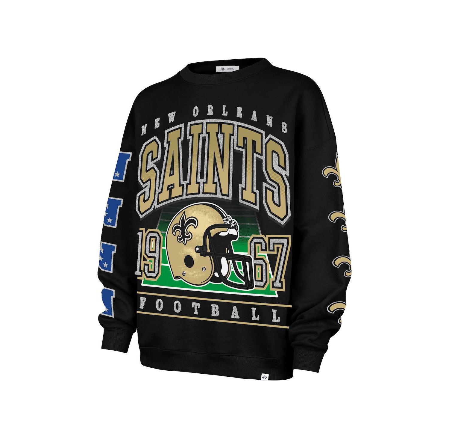 Women's Black New Orleans Saints Go Big Oversized Pullover Sweatshirt