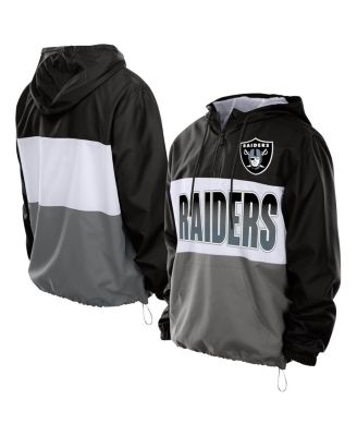 New Era - Men's Black Las Vegas Raiders Ripstop Quarter-Zip Hooded Windbreaker