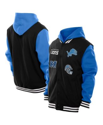 New Era - Men's Black Detroit Lions Full-Snap Fleece Hoodie Jacket