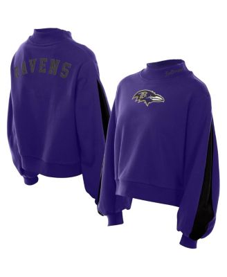 New Era - Women's Purple Baltimore Ravens Sport Night Mock Neck Balloon Sleeve Pullover Sweatshirt