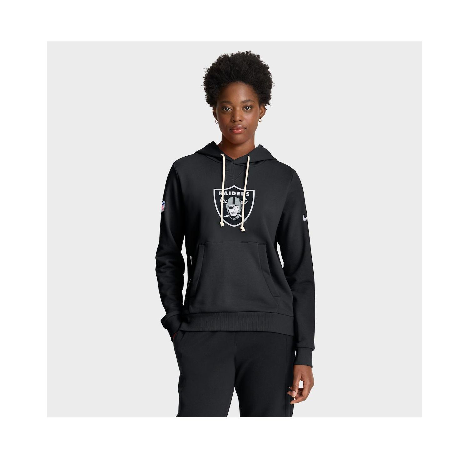 Women's Black Las Vegas Raiders Sideline Standard Issue Initial Home Dri-FIT Hoodie
