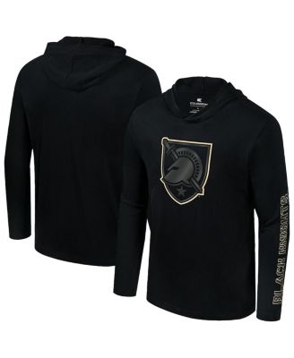 Colosseum - Men's Black Army Black Knights Color Pop Active Blend Hooded Long Sleeve T-Shirt