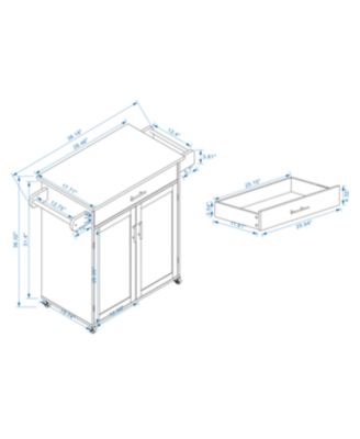 CASAINC Rubber Wood Top Rolling Cart with Drawer, Cabinet & Rack Kitchen Island