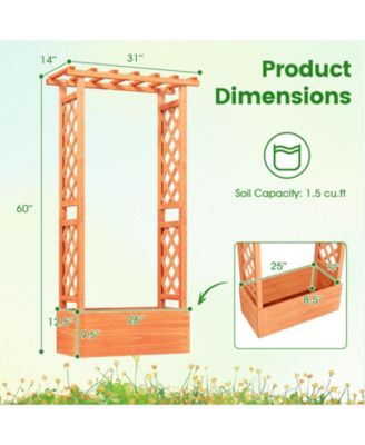 Raised Garden Bed Planter Box w/ Side & Top Trellis