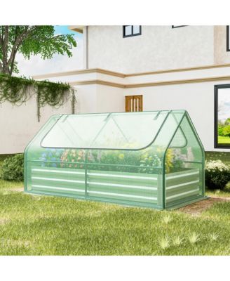 Galvanized Steel Raised Garden Bed Metal Planter Box Kit w/ Mini Greenhouse Cover 71'' x 35.5'' x 36''
