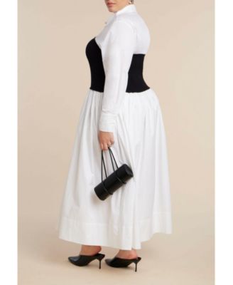 Women's Plus Size Sweater Twofer Shirt Dress