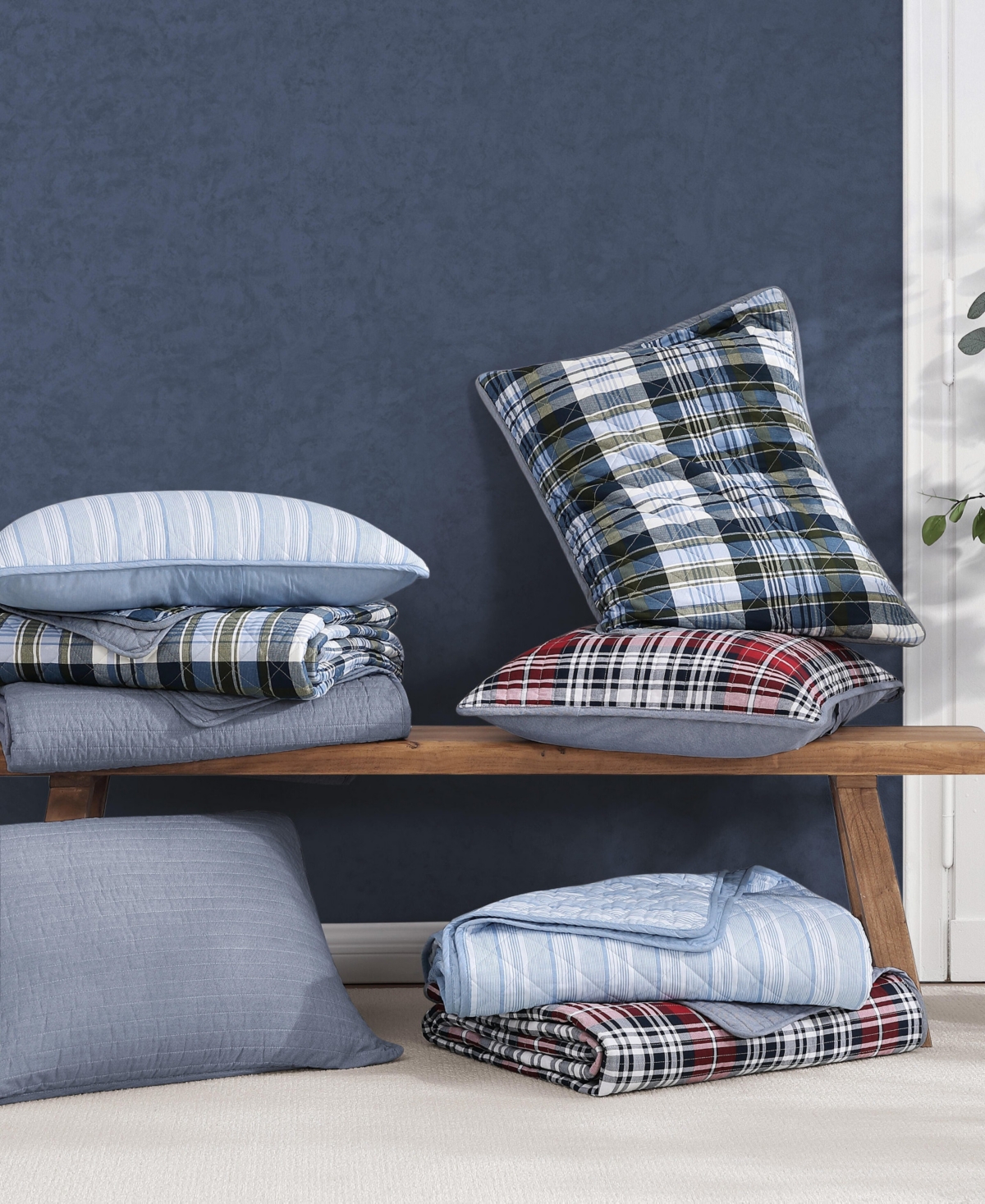 Tommy Hilfiger Bleecker Plaid Cotton Reversible 3-Pc. Quilt Set