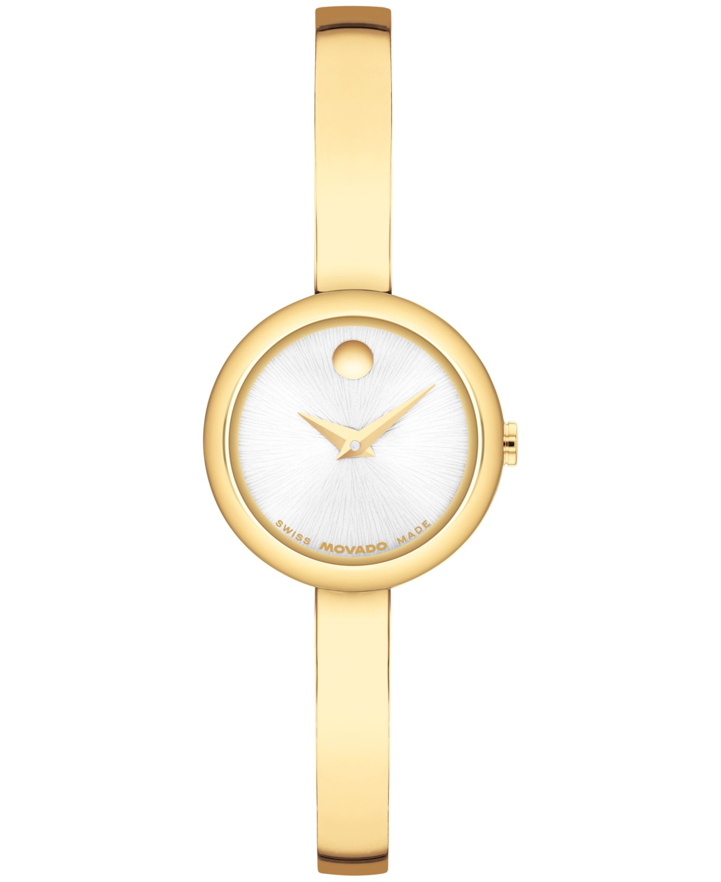 Женские часы Movado Museum Bangle Round Swiss Quartz Light Yellow Steel Watch, 21.50mm — фото 1