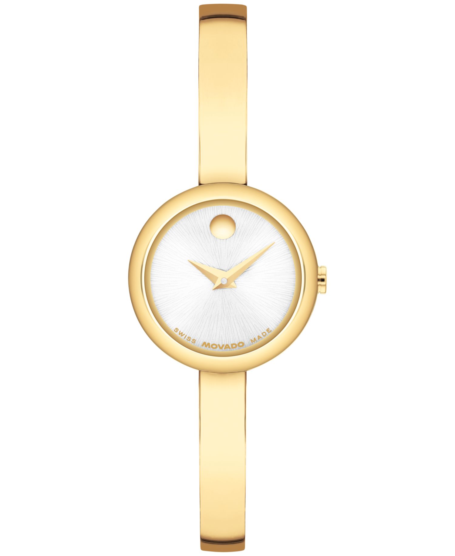 Women's Museum Bangle Round Swiss Quartz Light Yellow Steel Watch, 21.50mm