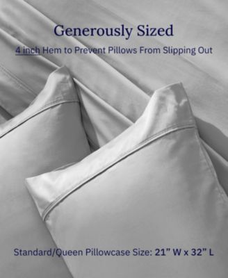 Pillowcase Set - 400 Thread Count, 100% Cotton Sateen, Set of 2 Pillow Covers, Breathable, Cooling, Soft for Quality Sleep