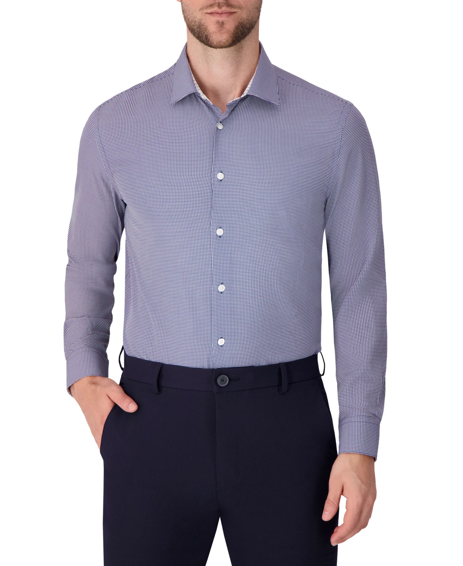 Men's Long Sleeve 4-Way Bubble Print Dress Shirt