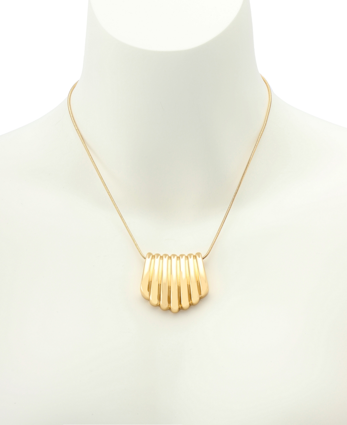 Robert Lee Morris Soho Gold Ribbed Tube Pendant Necklace In Brown