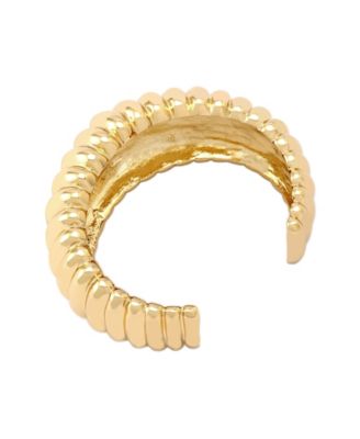 Gold Ribbed Tube Cuff Bracelet