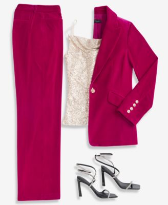 Women's Velvet Blazer, Sequined Top & Velvet Pants