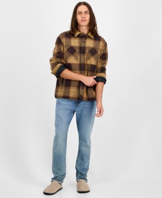 Men's Brees Long Sleeve Snap-Front Plaid Shirt Jacket, Macy's Exclusive