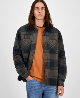 Sun + Stone - Men's Mack Long Sleeve Snap-Front Plaid Shirt Jacket