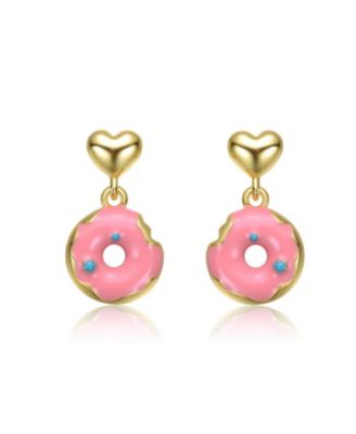 Plated with Heart and Donut Charm Earrings