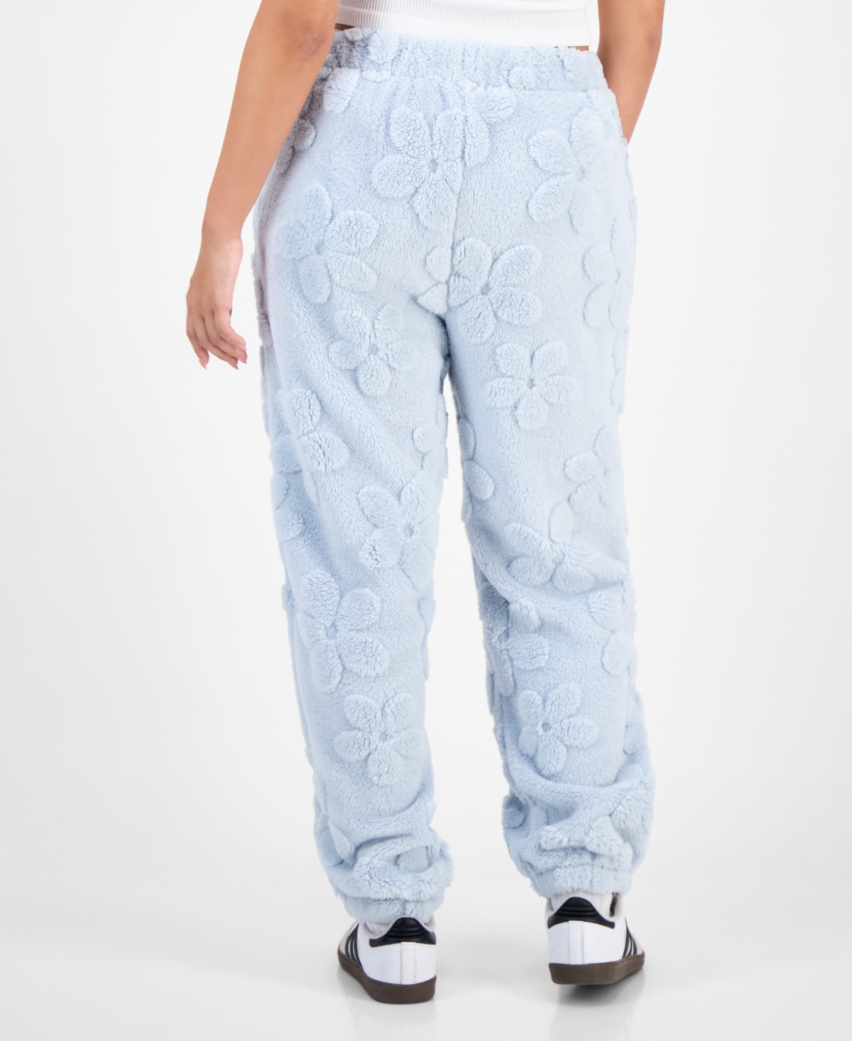 Rebelious One Rebellious One Juniors' Bow-embossed Fleece Jogger Pants In Blue