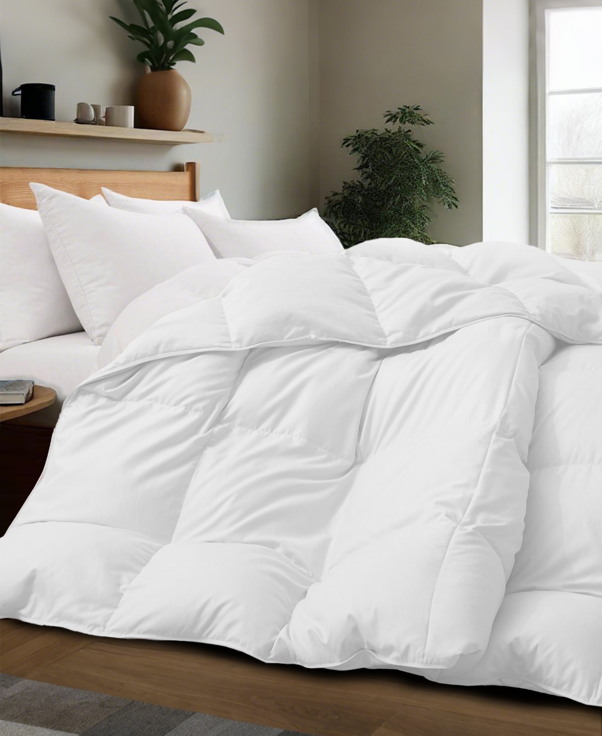 Unikome All Season White Goose Down Fiber Comforter, Full/queen In White