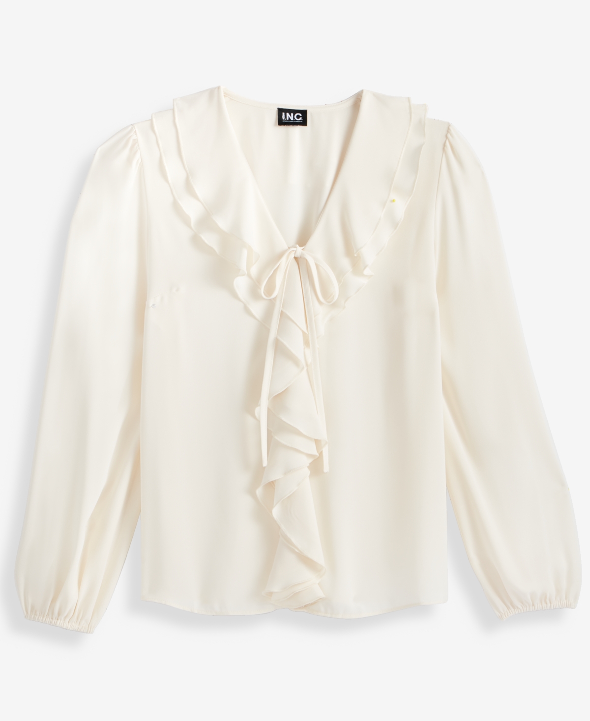 Inc International Concepts Women's Ruffle-collar V-neck Blouse, Macy's Exclusive In White