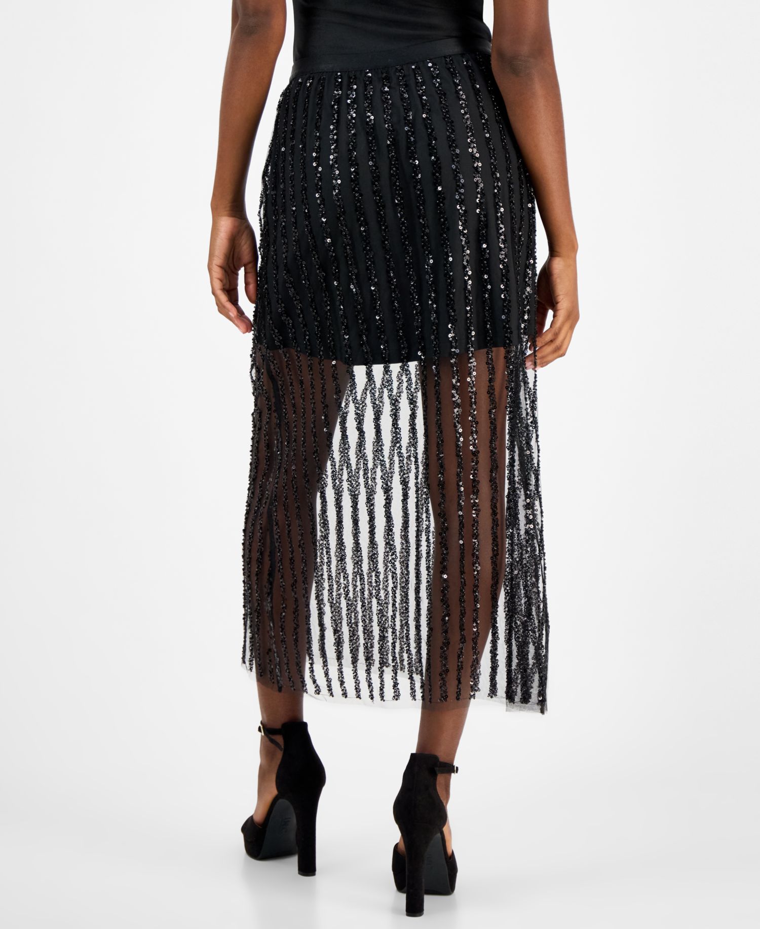 Women's Sequin-Stripe Maxi Skirt