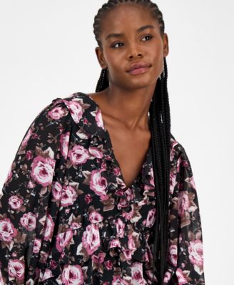 Women's Printed Long-Sleeve Maxi Dress, Macy's Exclusive