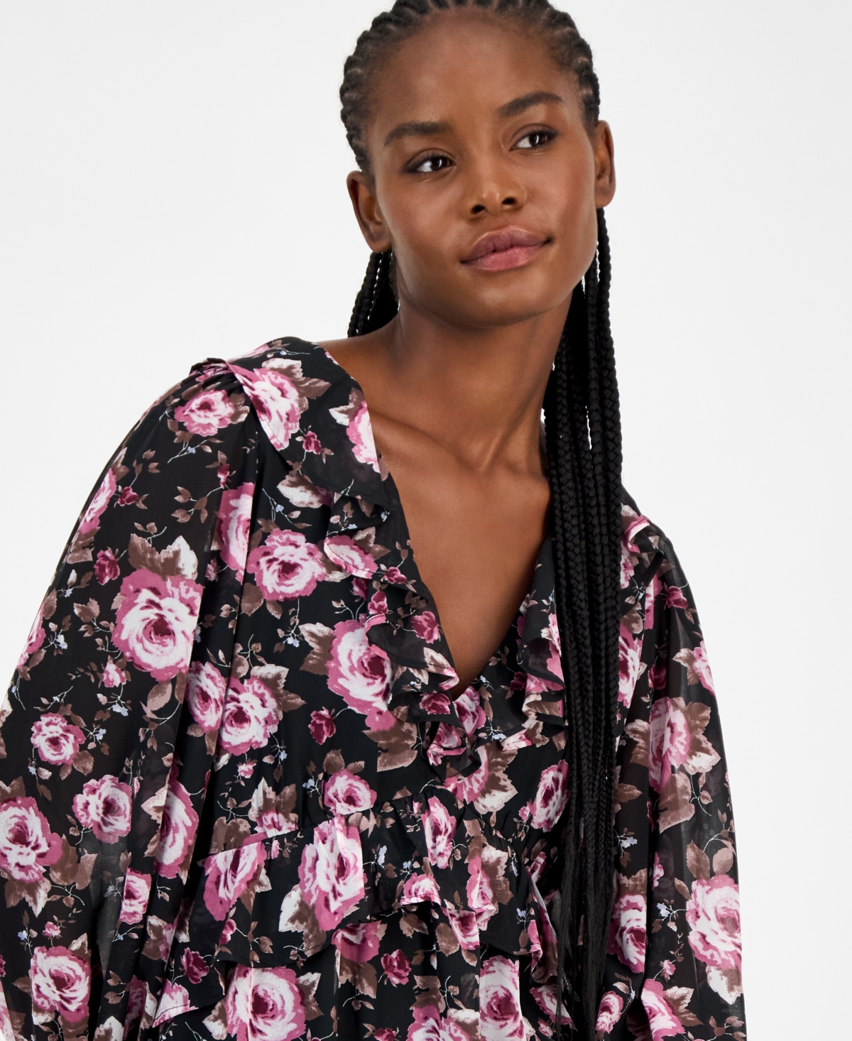 And Now This Women's Printed Long-Sleeve Maxi Dress, Macy's Exclusive