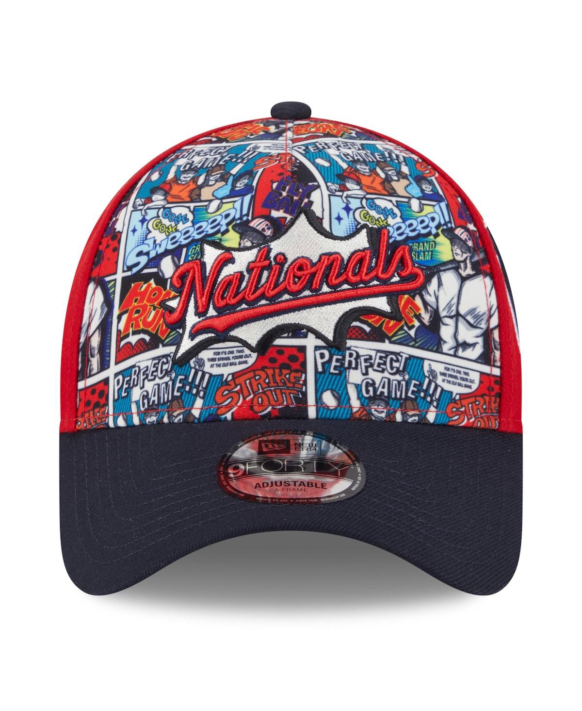 New Era Big Boys And Girls Red/navy Washington Nationals 2025 Mlb Diamond Hero Edition A-frame 9forty Adjust In Multi