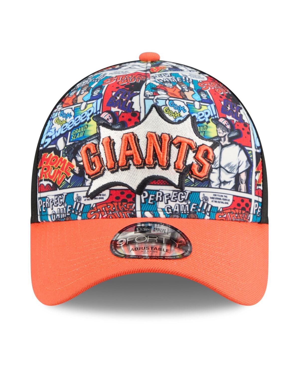 New Era Big Boys And Girls Black/orange San Francisco Giants 2025 Mlb Diamond Hero Edition A-frame 9forty Ad In Multi