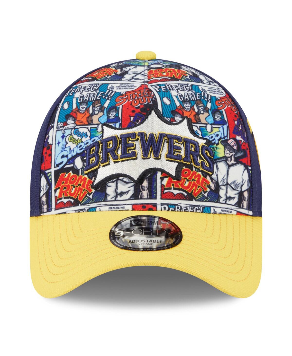 New Era Big Boys And Girls Navy/gold Milwaukee Brewers 2025 Mlb Diamond Hero Edition A-frame 9forty Adjustab In Multi