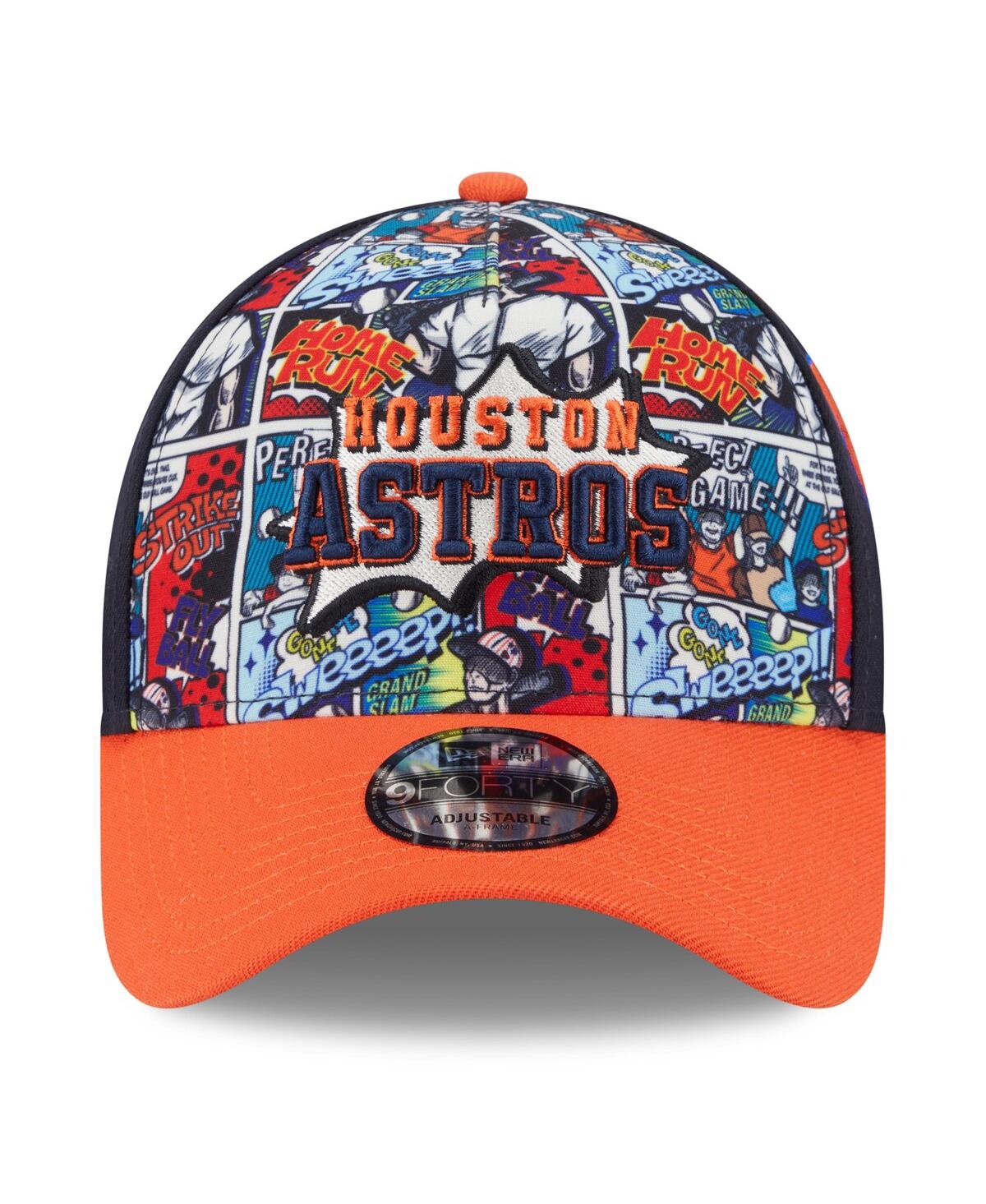 New Era Big Boys And Girls Navy/orange Houston Astros 2025 Mlb Diamond Hero Edition A-frame 9forty Adjustabl In Blue