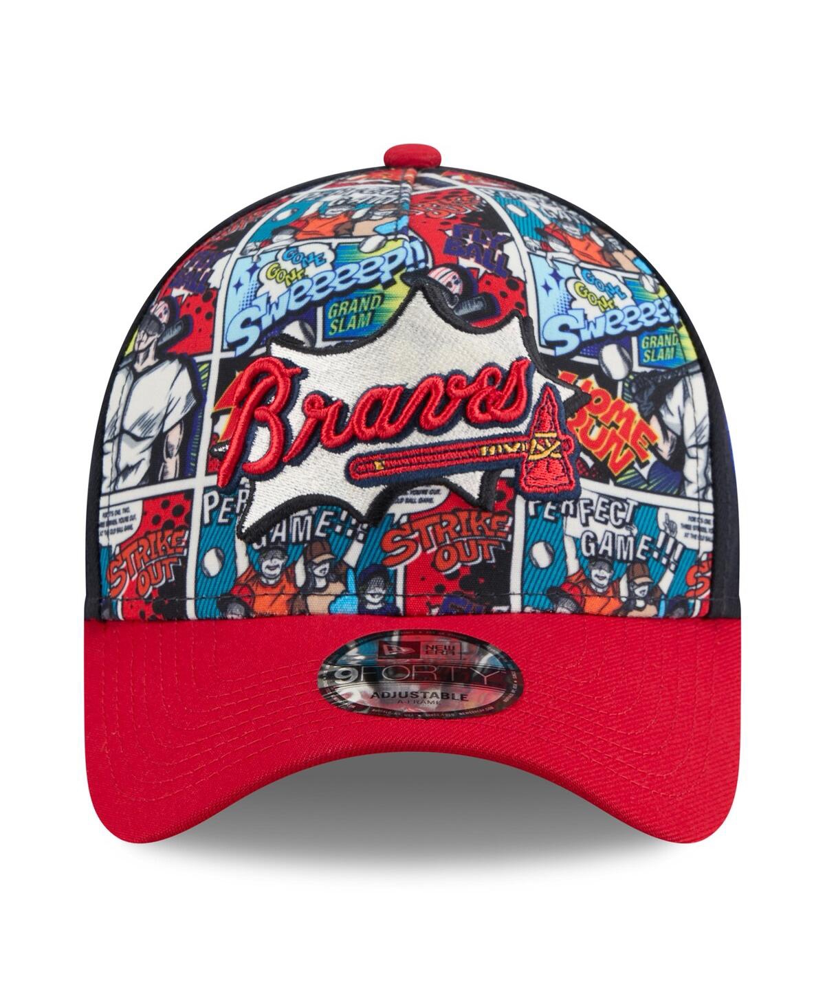 New Era Big Boys And Girls Navy/red Atlanta Braves 2025 Mlb Diamond Hero Edition A-frame 9forty Adjustable H In Multi