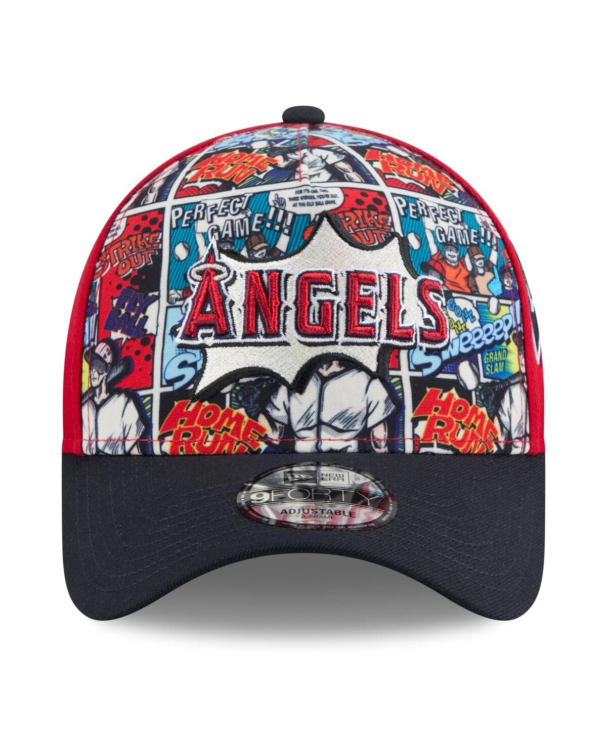 New Era Big Boys And Girls Red/navy Los Angeles Angels 2025 Mlb Diamond Hero Edition A-frame 9forty Adjustab In Multi