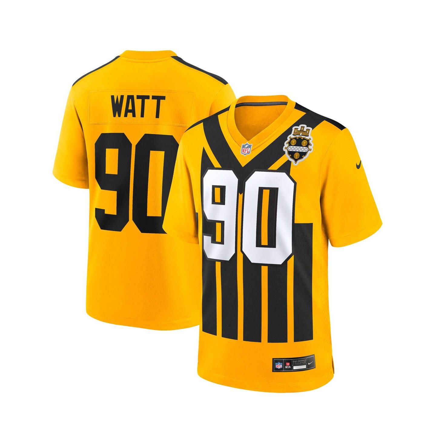 Детское джерси Nike T.J. Watt Pittsburgh Steelers Alternate 1933 Throwback Game, Gold — фото 1
