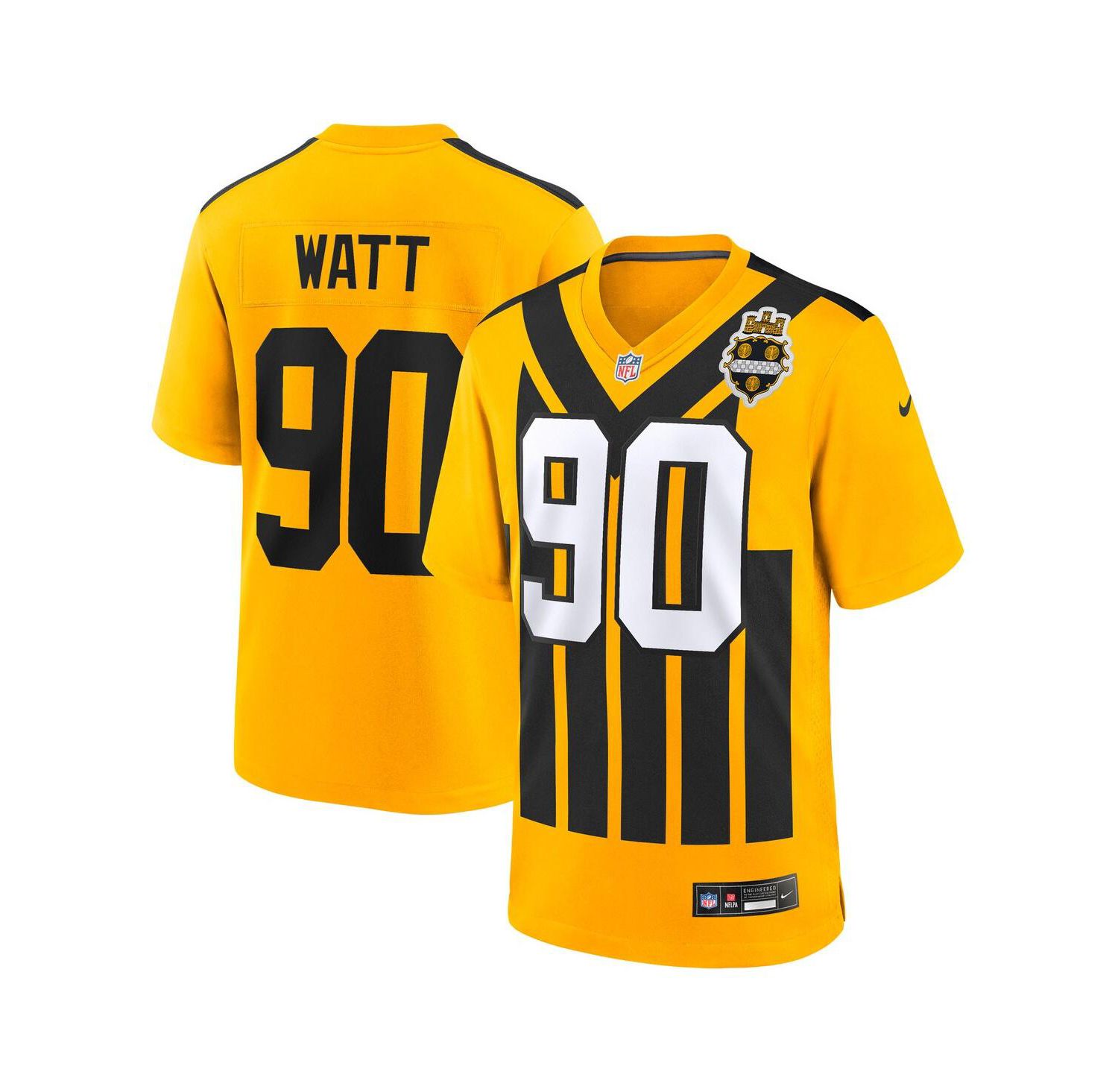 Big Boys and Girls T.J. Watt Gold Pittsburgh Steelers Alternate 1933 Throwback Game Jersey