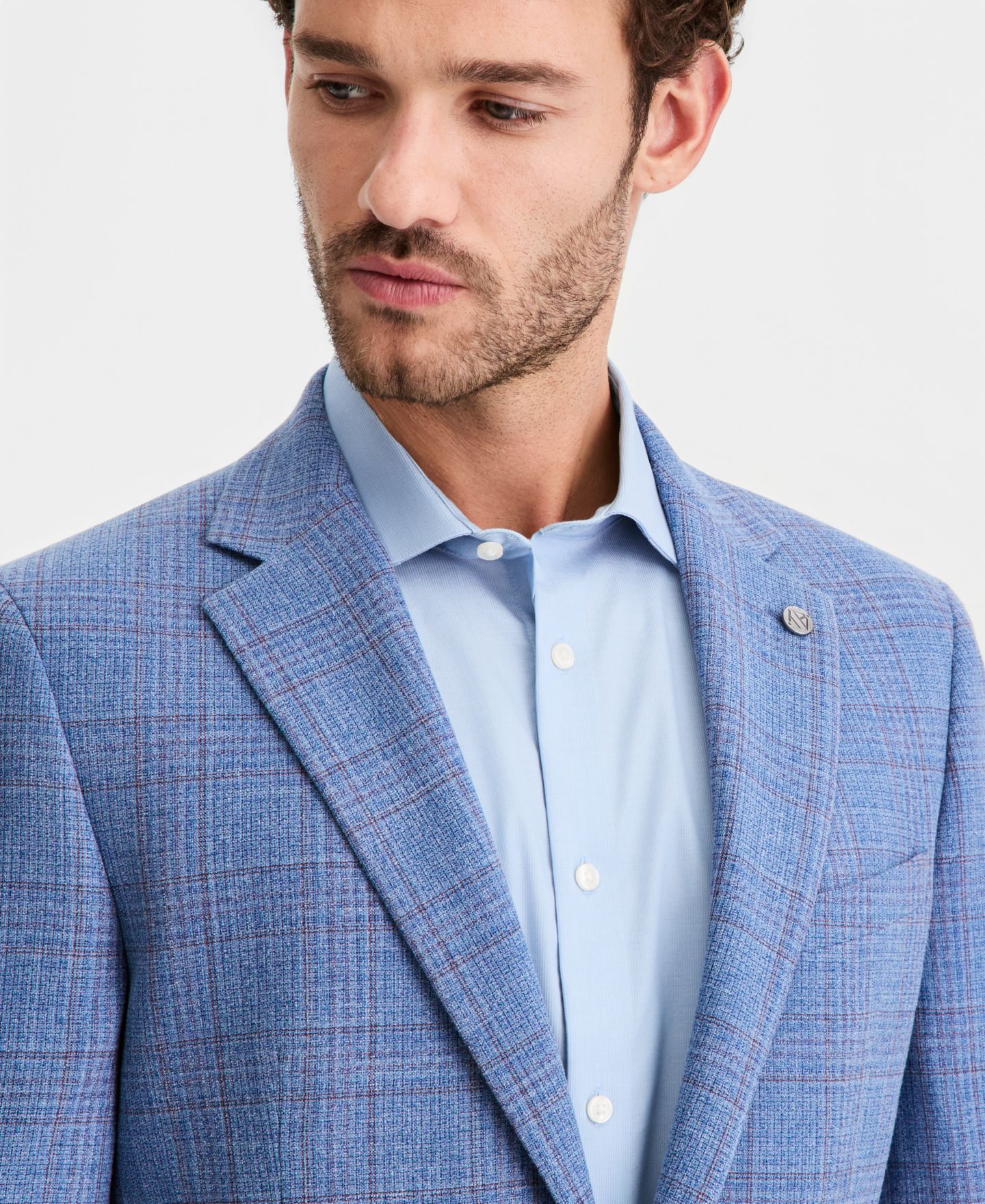 Мужские пиджаки Ted by Ted Baker Blue Plaid Modern-Fit Blazer, цвет: Синий — фото 3