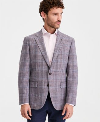 Men's Purple Plaid Modern-Fit Blazer