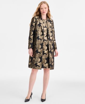 Women's Metallic Textured Coat, Regular and Petite Sizes