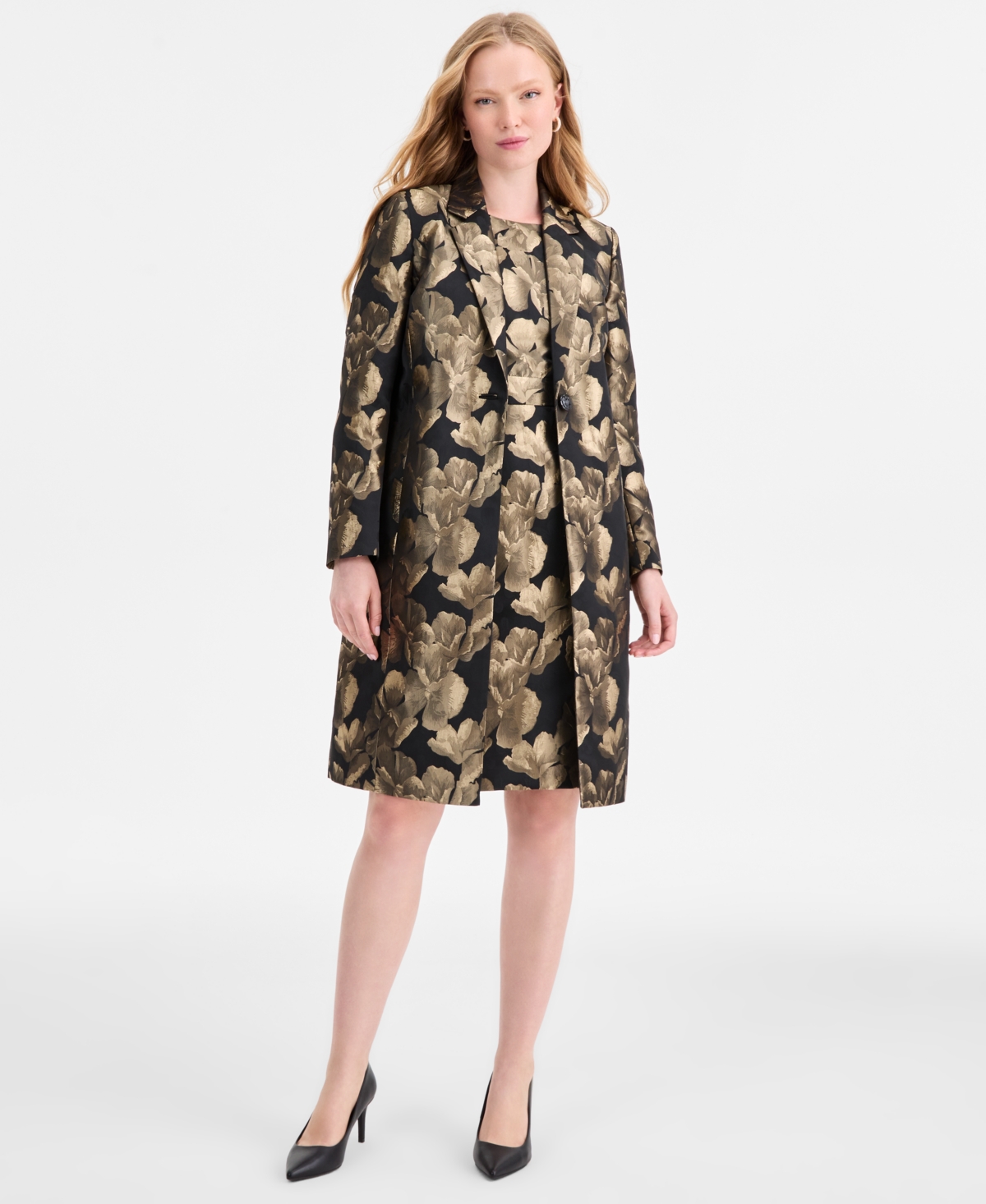 Kasper Women's Metallic Textured Coat,Regular and Petite Sizes