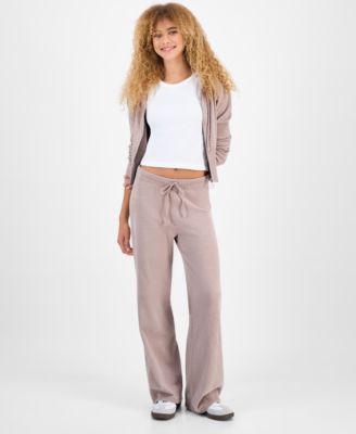 Hippie Rose - Juniors' Chenille Wide-Leg Drawstring Pants